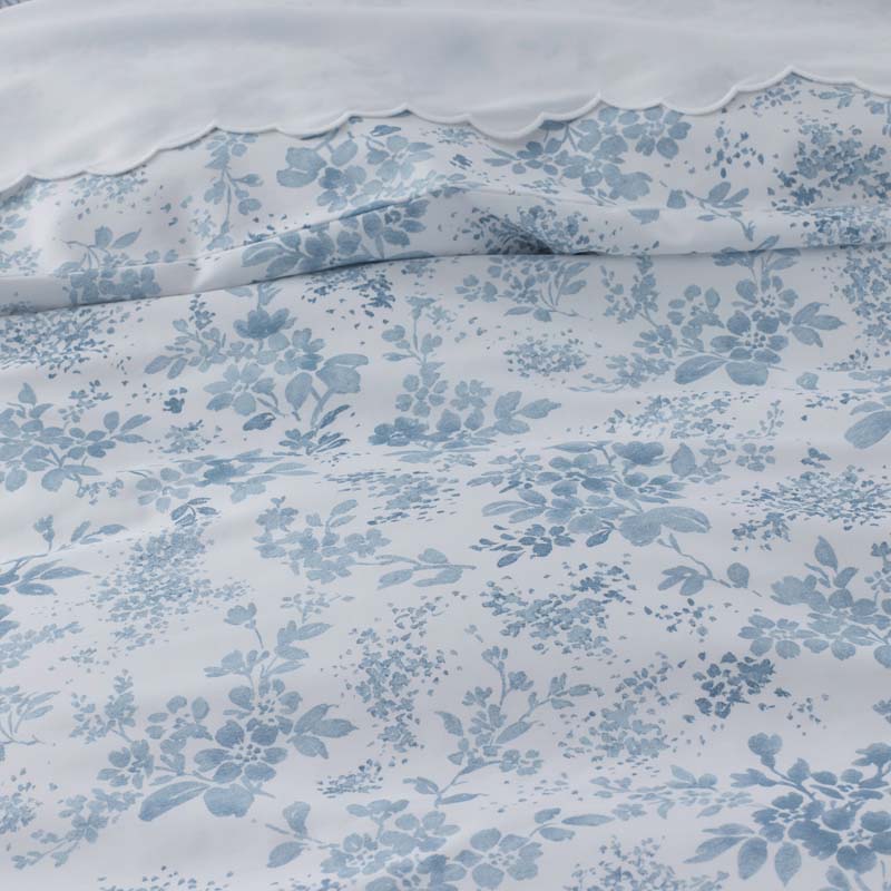 Whisper Fleur Premium Smooth Wrinkle-Free Sateen Flat Bed Sheet(Blue Mist)|62554
