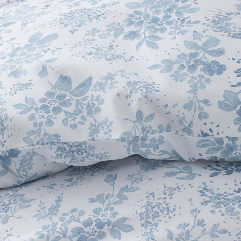Whisper Fleur Premium Smooth Wrinkle-Free Sateen Flat Bed Sheet(Blue Mist)|62554