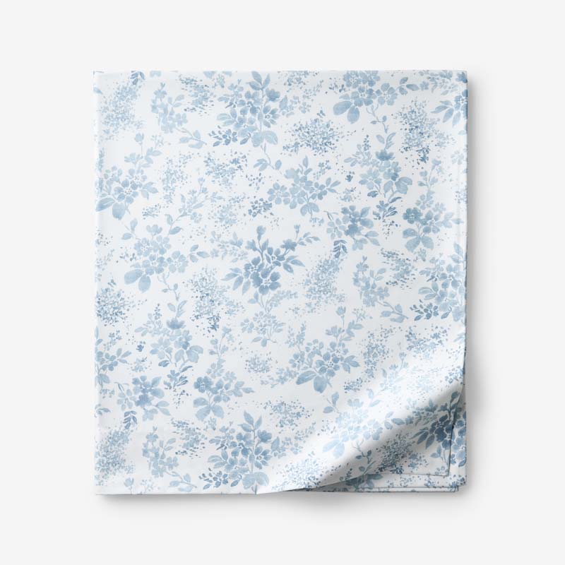 Whisper Fleur Premium Smooth Wrinkle-Free Sateen Flat Bed Sheet(Blue Mist)|62554