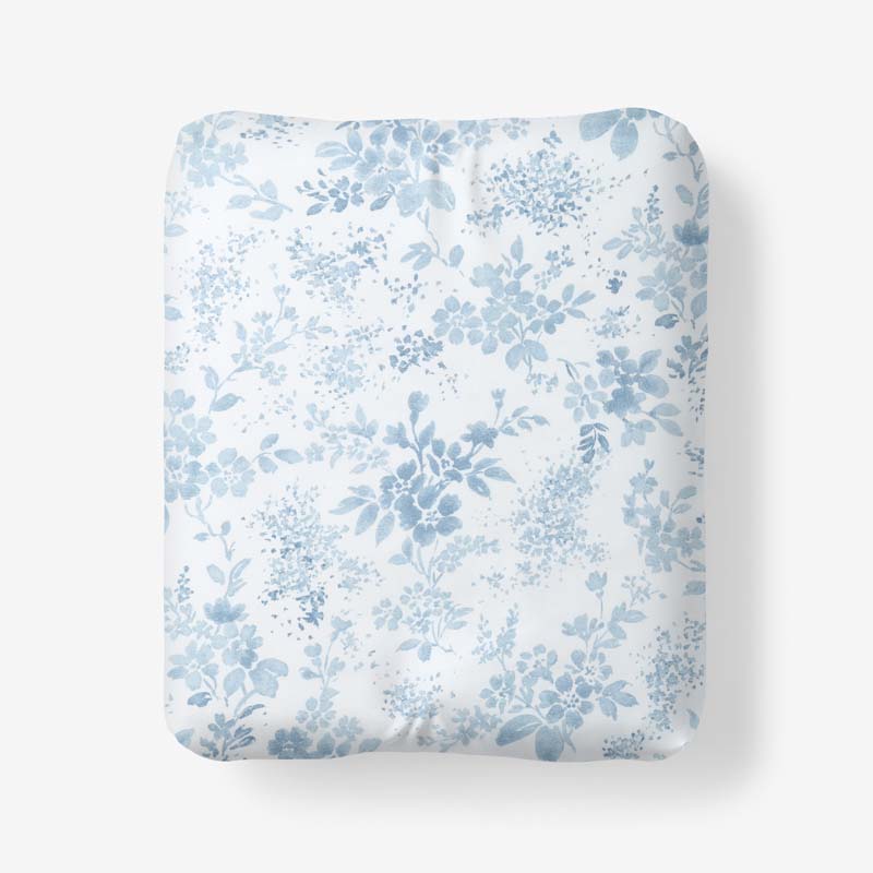 Whisper Fleur Smooth Wrinkle-Free Sateen Fitted Bed Sheet(Blue Mist)|60098