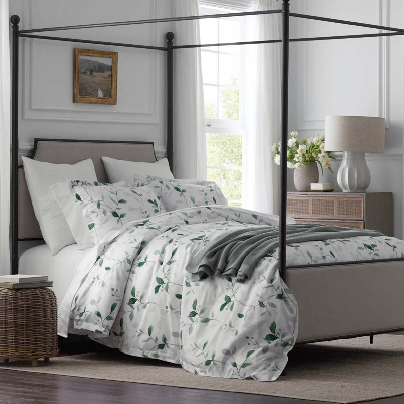 Botanic Meadow Smooth Wrinkle-Free Sateen Flat Bed Sheet(Evergreen)|62887