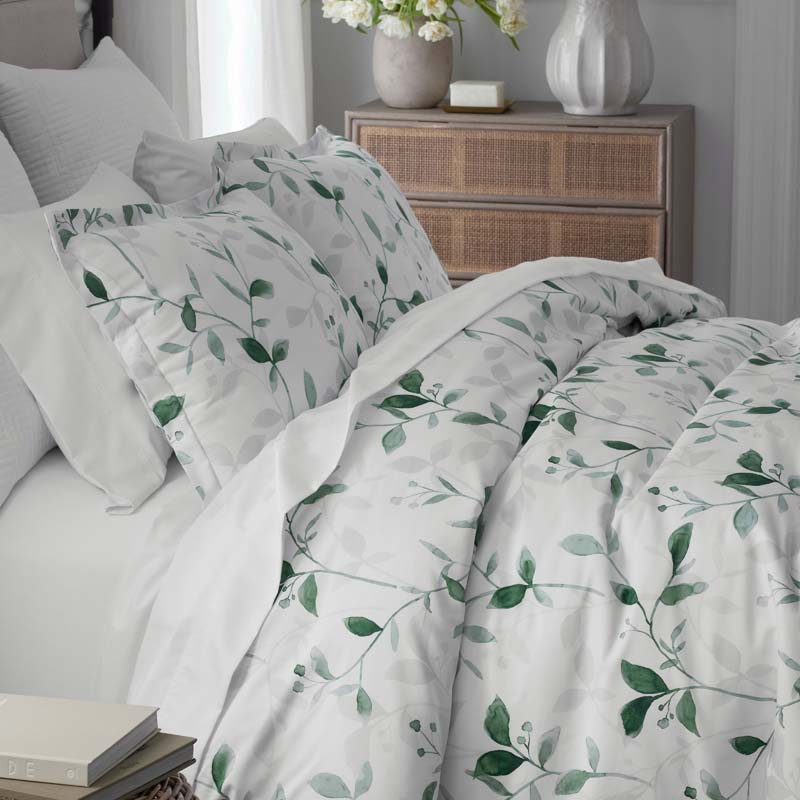 Botanic Meadow Smooth Wrinkle-Free Sateen Flat Bed Sheet(Evergreen)|62887