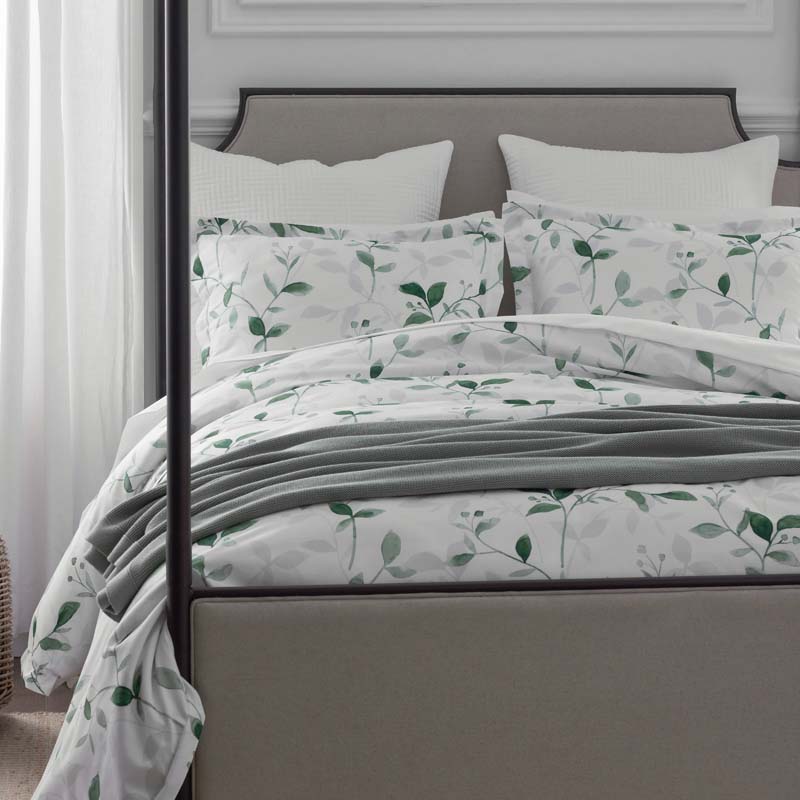 Botanic Meadow Smooth Wrinkle-Free Sateen Flat Bed Sheet(Evergreen)|62887
