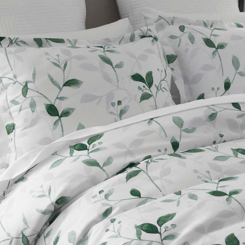 Botanic Meadow Smooth Wrinkle-Free Sateen Flat Bed Sheet(Evergreen)|62887