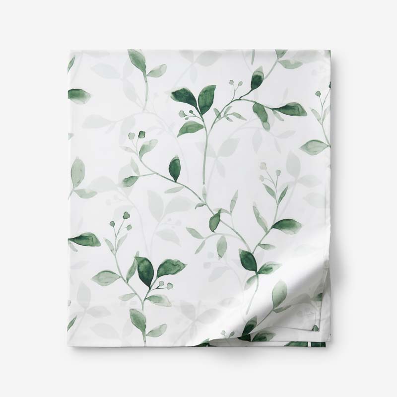 Botanic Meadow Smooth Wrinkle-Free Sateen Flat Bed Sheet(Evergreen)|62887