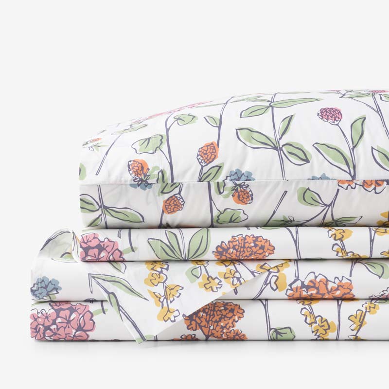 Garden Mirage Classic Cool Cotton Percale Bed Sheet Set - White, Size Queen | The Company Store