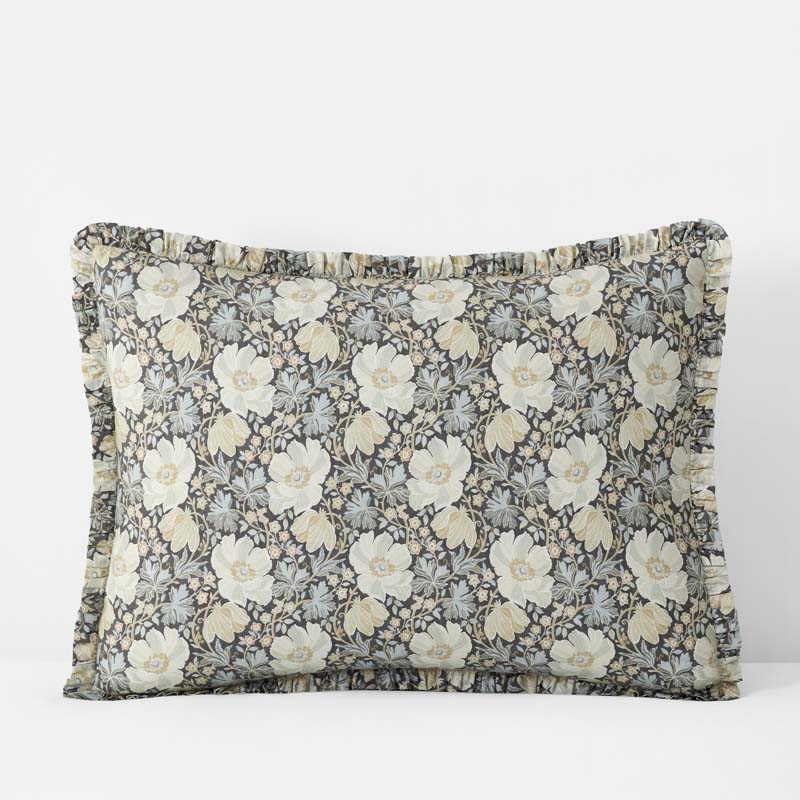Tapestry Floral Reversible Garment Washed Cotton Percale Sham - Ivory Multi, King