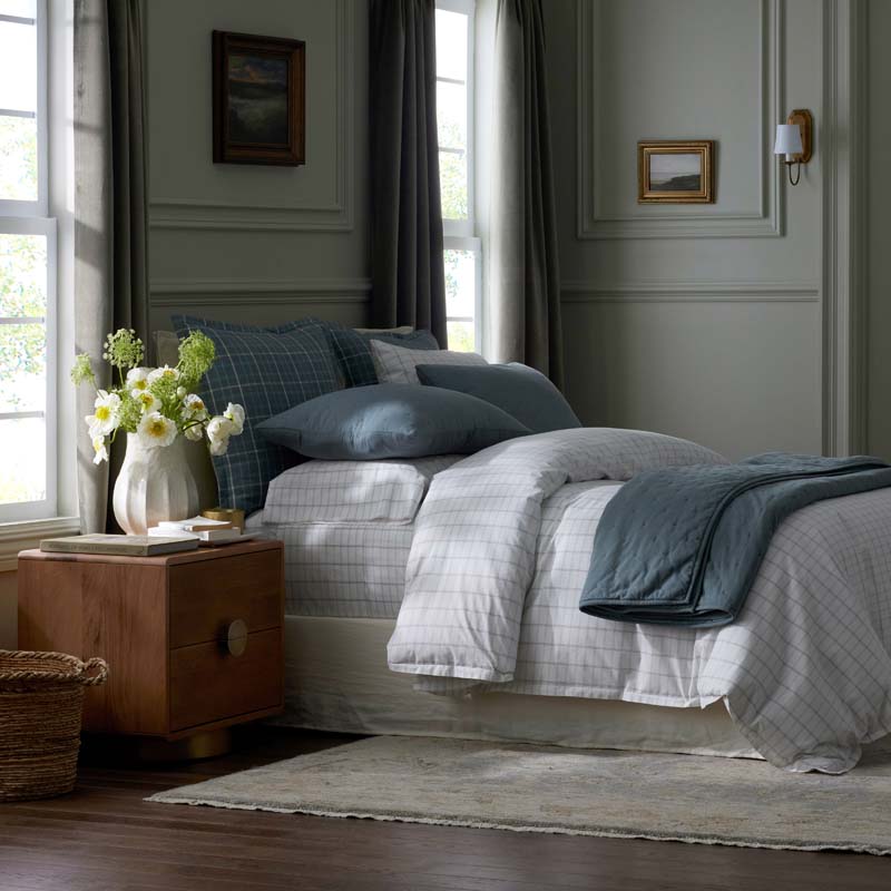 Yarn-Dyed Plaid Garment Washed Cotton Percale Pillowcase Set(Ivory Multi)|60161
