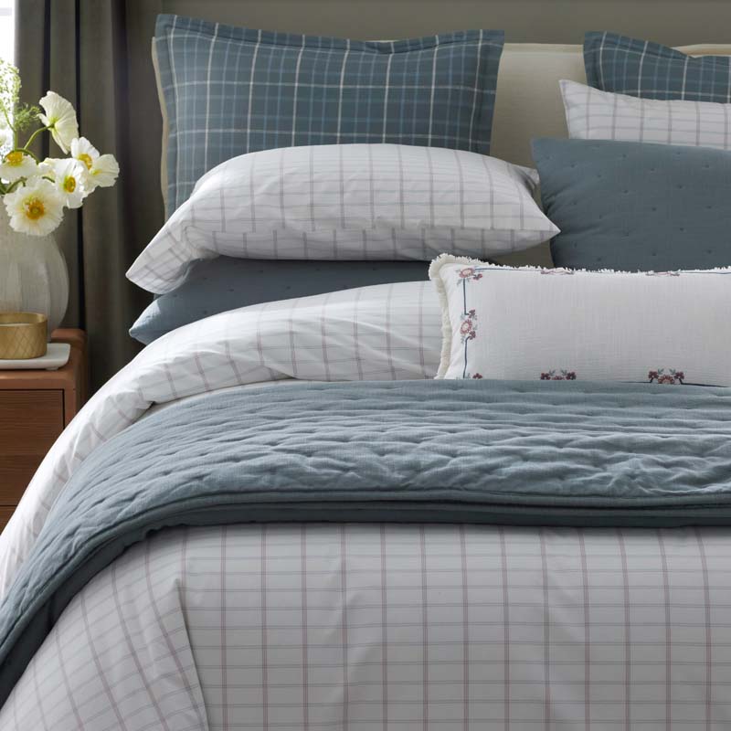 Yarn-Dyed Plaid Garment Washed Cotton Percale Pillowcase Set(Ivory Multi)|60161