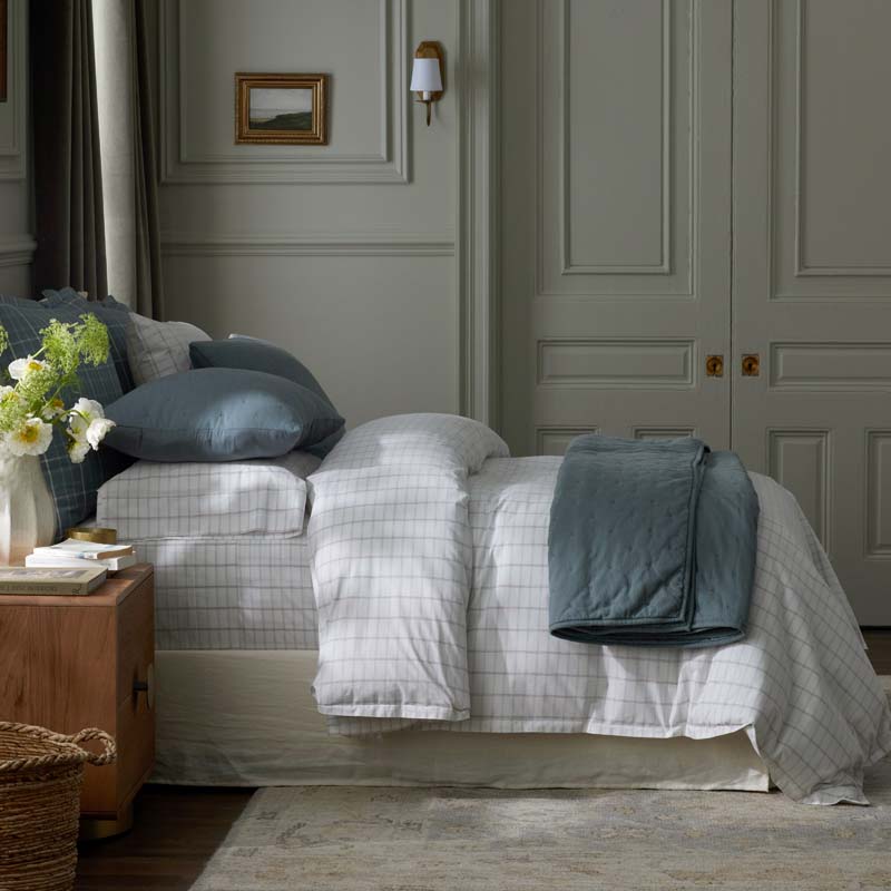 Yarn-Dyed Plaid Garment Washed Cotton Percale Pillowcase Set(Ivory Multi)|60161