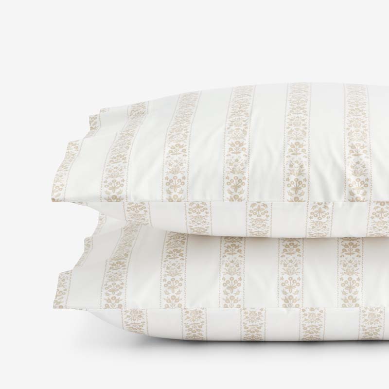 Estee Stripe Classic Smooth Sateen Pillowcase Set(Beige Tan)|62563