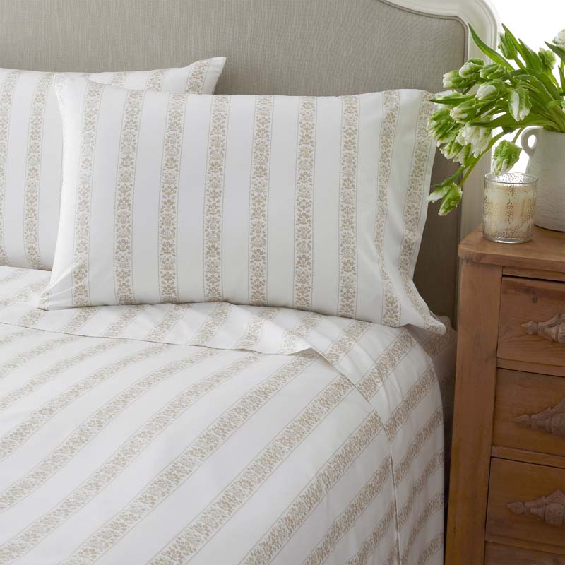 Estee Stripe Classic Smooth Sateen Pillowcase Set(Beige Tan)|62563