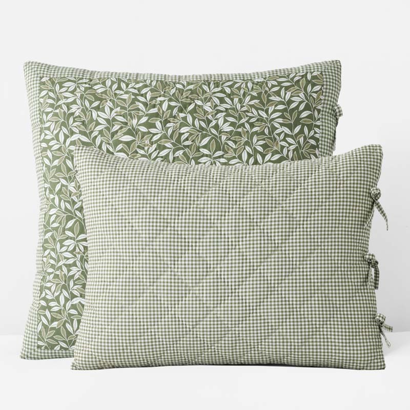 The Company Store Julienne Leaf Reversible Quilted Sham In Green