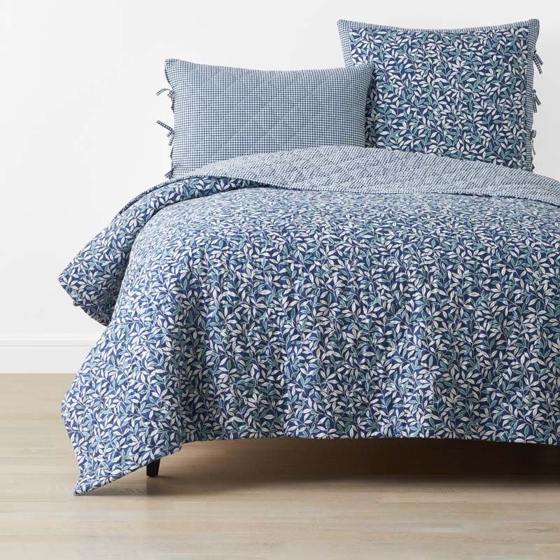 The Company Store Julienne Leaf Reversible Quilt In Blue