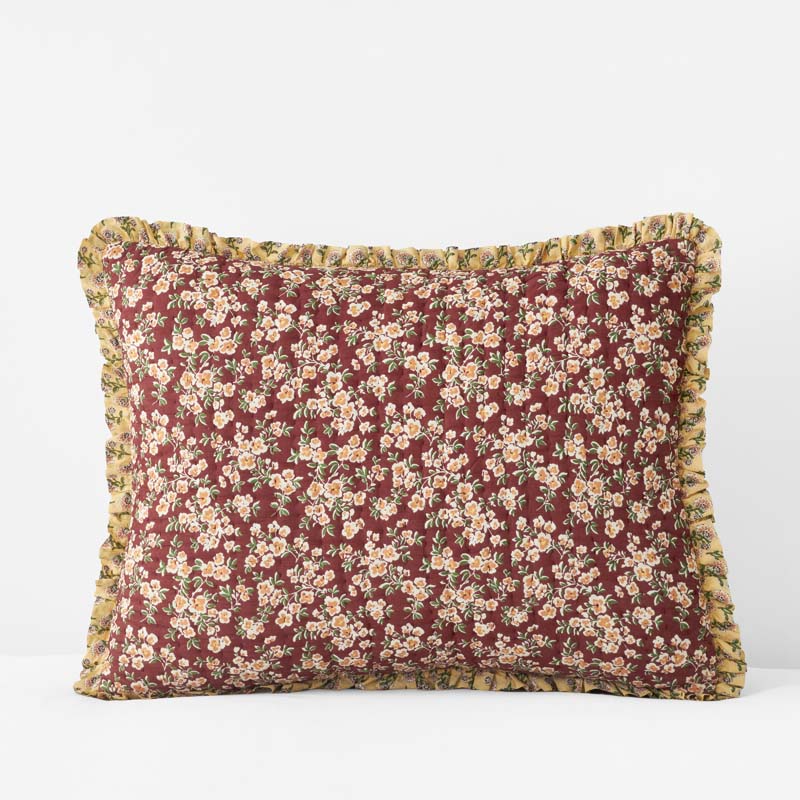 Suhana Reversible Floral Ruffle Quilted Sham | The Company Store