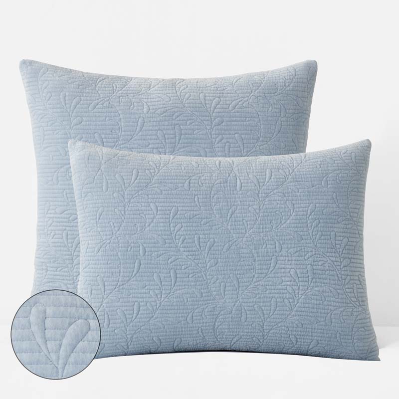 The Company Store Tinsley Leaf Quilted Sham In Blue