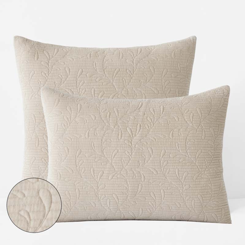 The Company Store Tinsley Leaf Quilted Sham In Brown