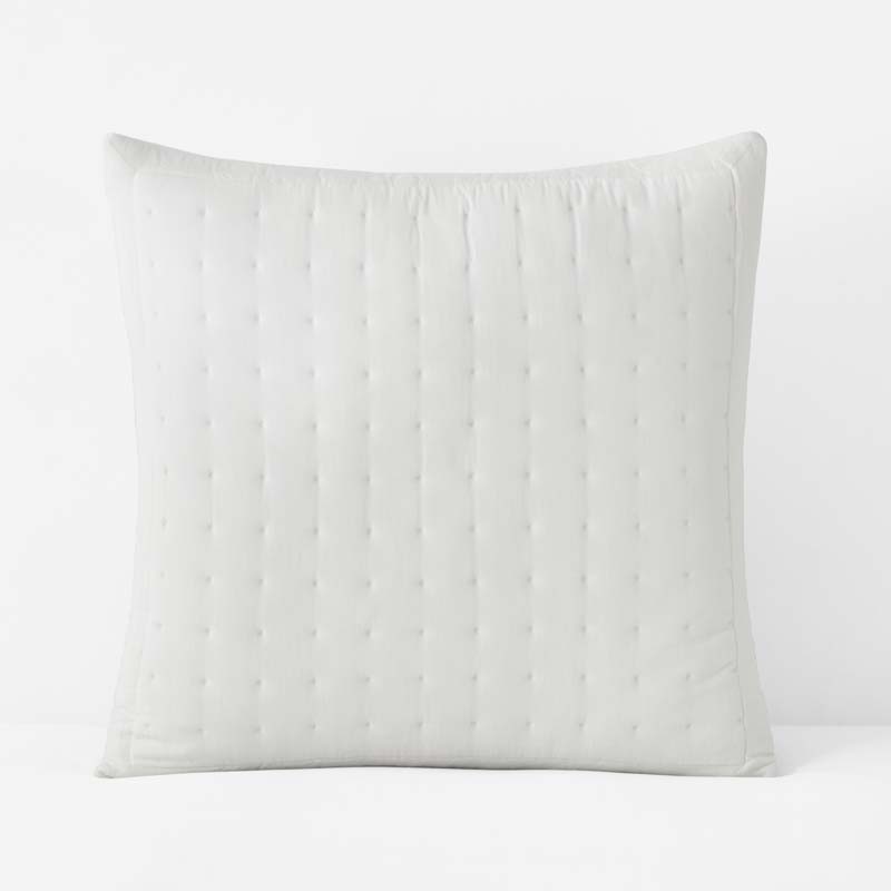 Tufted Stitch Velvet Quilted Sham - White, Standard,White
