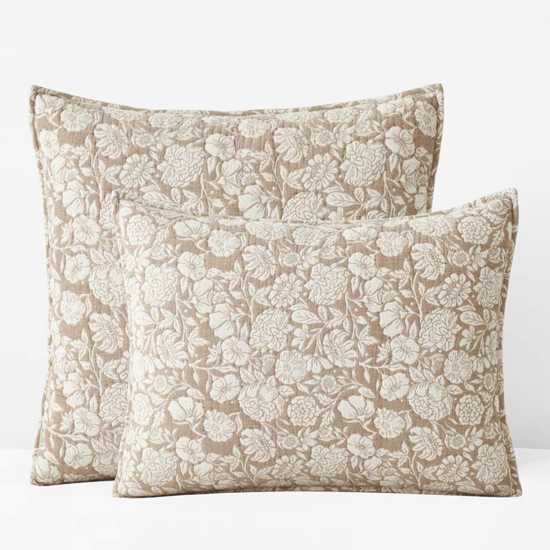 The Company Store Kyla Floral Quilted Sham In Sand