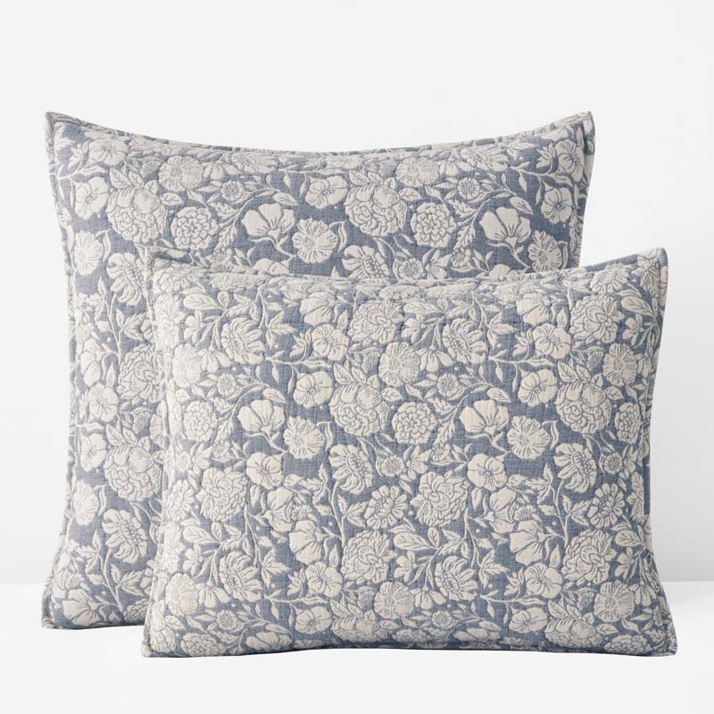 The Company Store Kyla Floral Quilted Sham In Blue