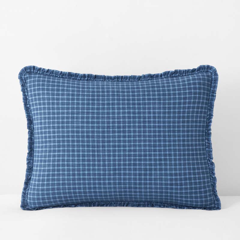 The Company Store Classic Plaids Yarn-dyed Cotton Sham In Blue