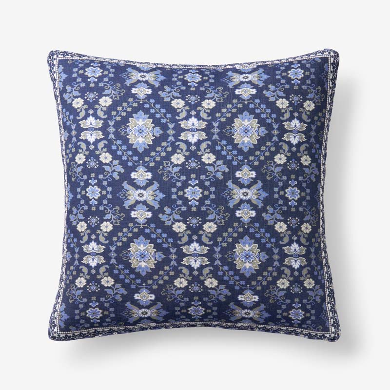 The Company Store Chavri Reversible Decorative Square Pillow Cover In Blue