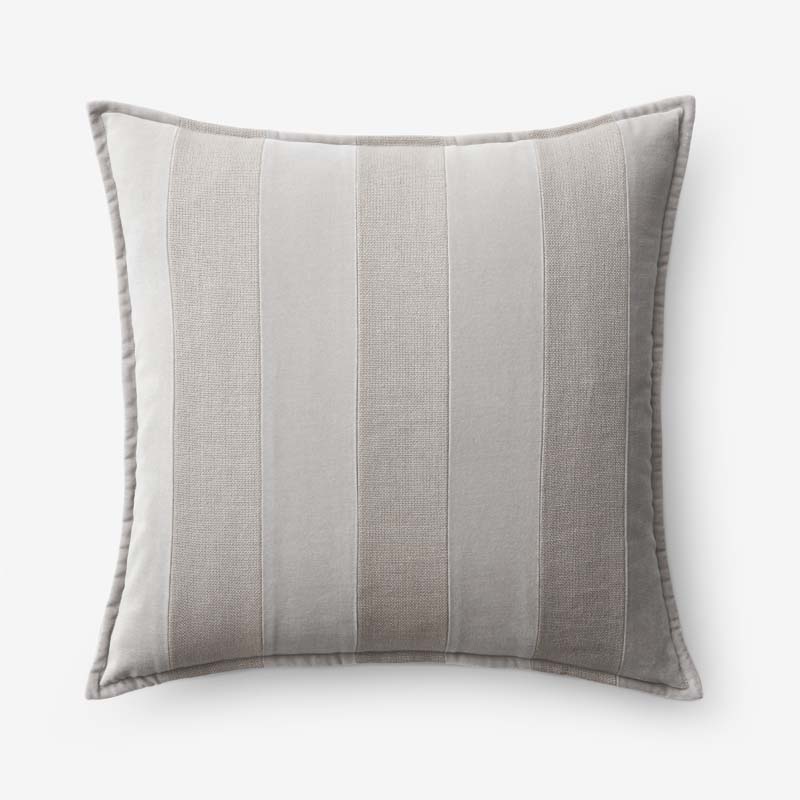 The Company Store Velvet Linen Stripe Decorative Square Pillow Cover In Neutral