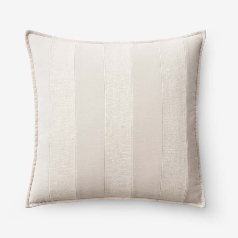 The Company Store Velvet Linen Stripe Decorative Square Pillow Cover In Neutral