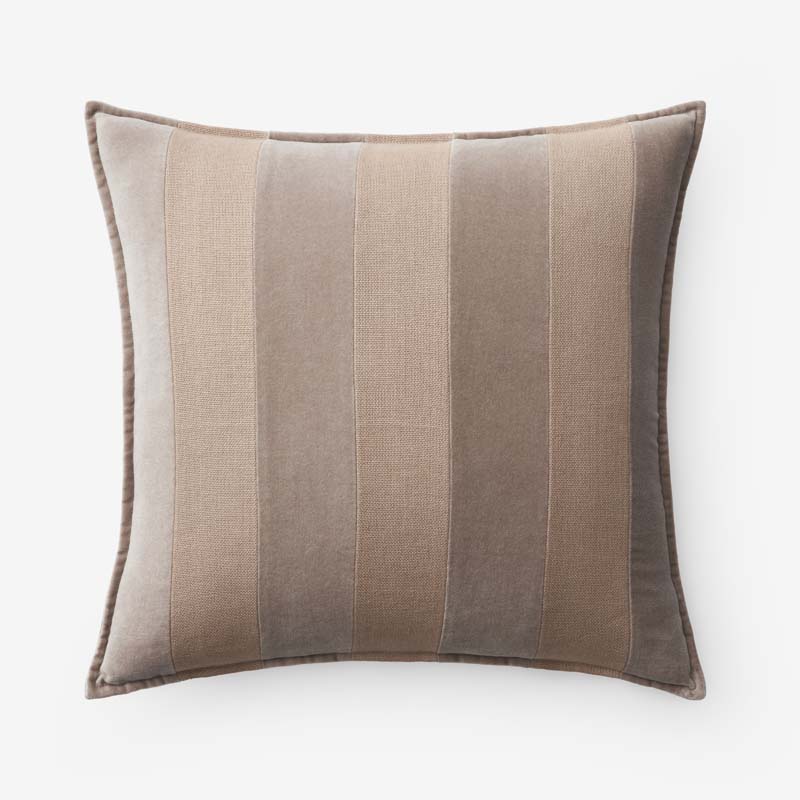 The Company Store Velvet Linen Stripe Decorative Square Pillow Cover In Brown
