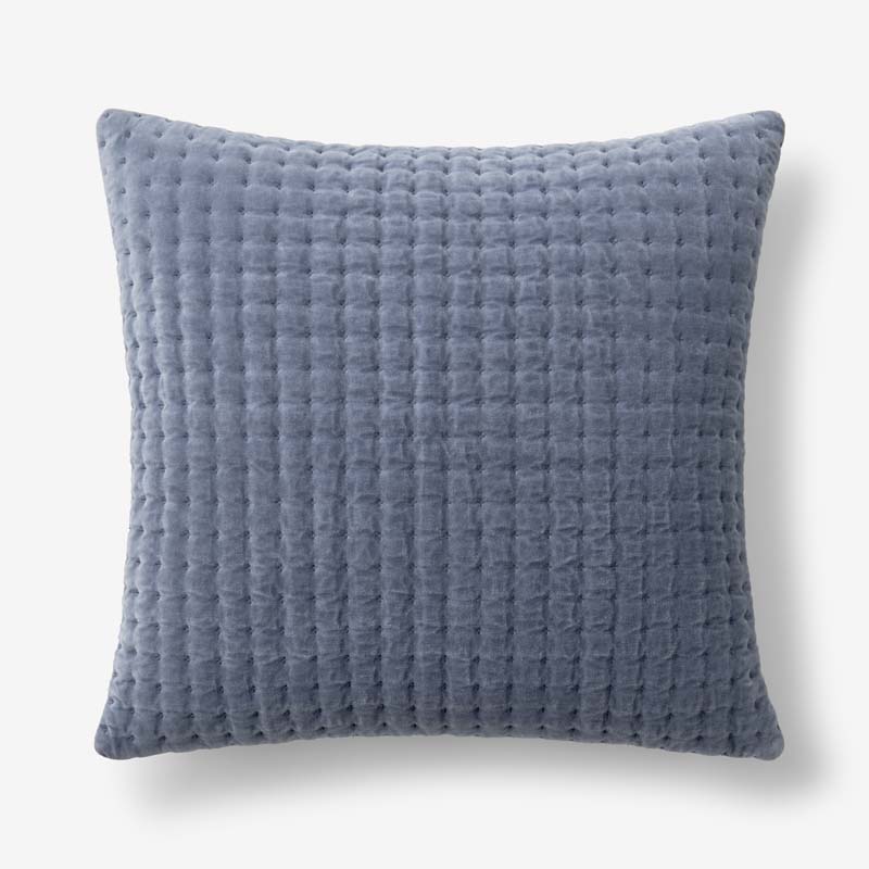 The Company Store Tufted Stitch Velvet Decorative Square Pillow Cover In Blue