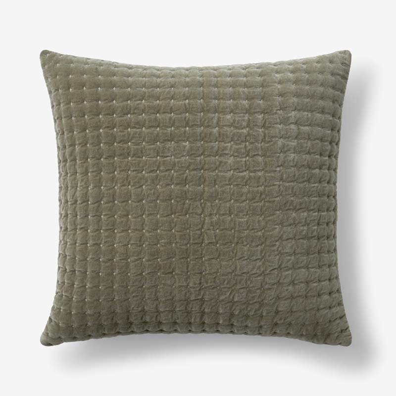 The Company Store Tufted Stitch Velvet Decorative Square Pillow Cover In Green