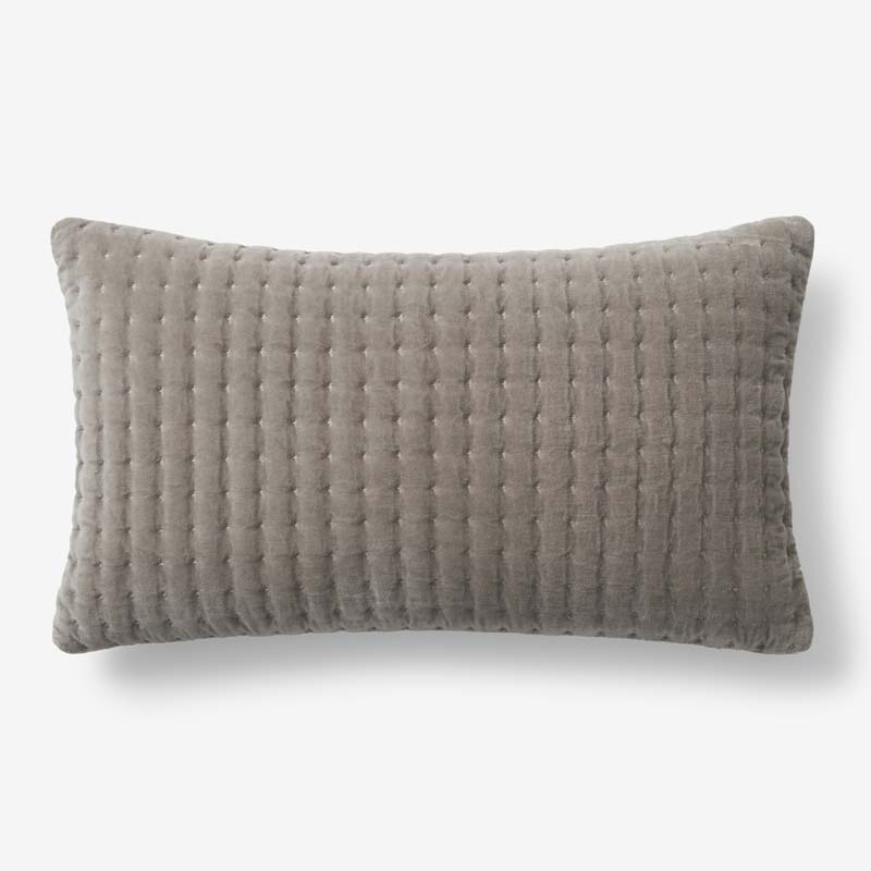 The Company Store Tufted Stitch Velvet Decorative Lumbar Pillow Cover In Brown