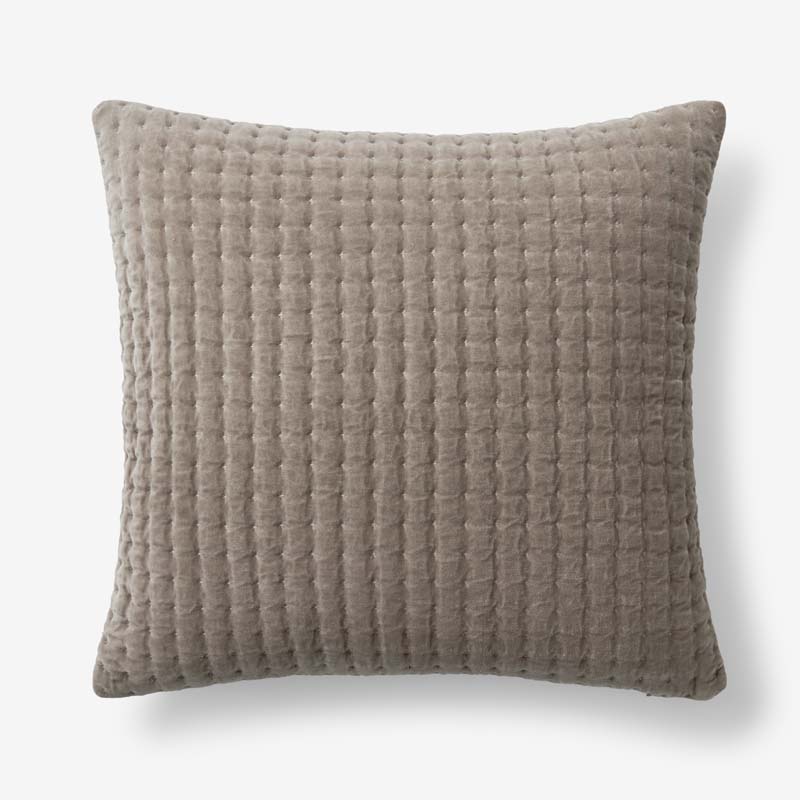 The Company Store Tufted Stitch Velvet Decorative Square Pillow Cover In Brown