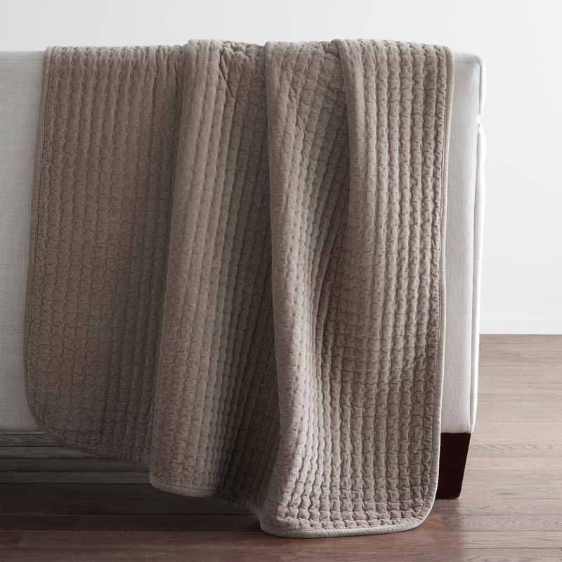 The Company Store Tufted Stitch Velvet Throw Blanket In Brown