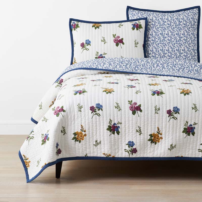 The Company Store Alden Floral Reversible Quilt In White