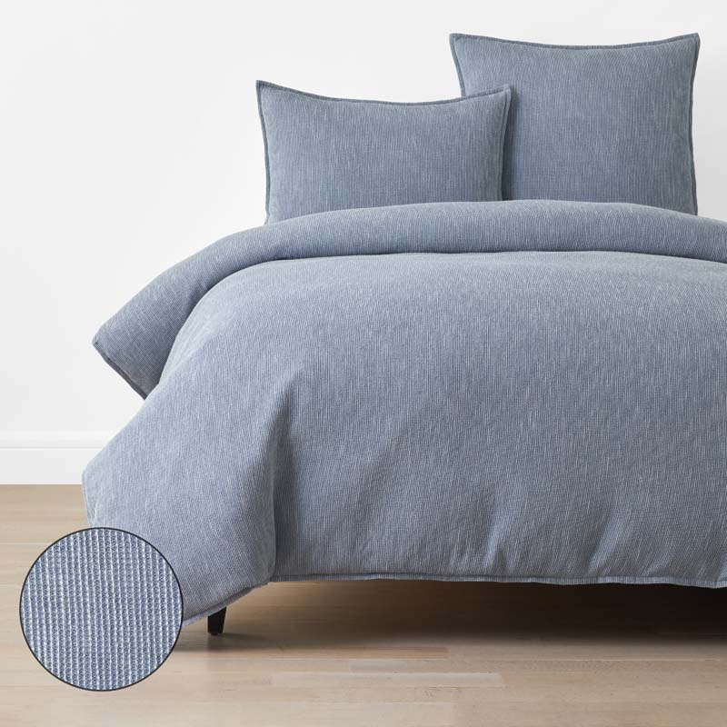 The Company Store Mini Waffle Duvet Cover In Denim Blue