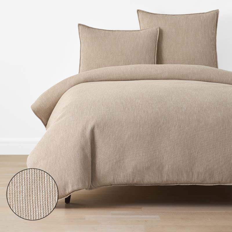 The Company Store Mini Waffle Duvet Cover In Beige