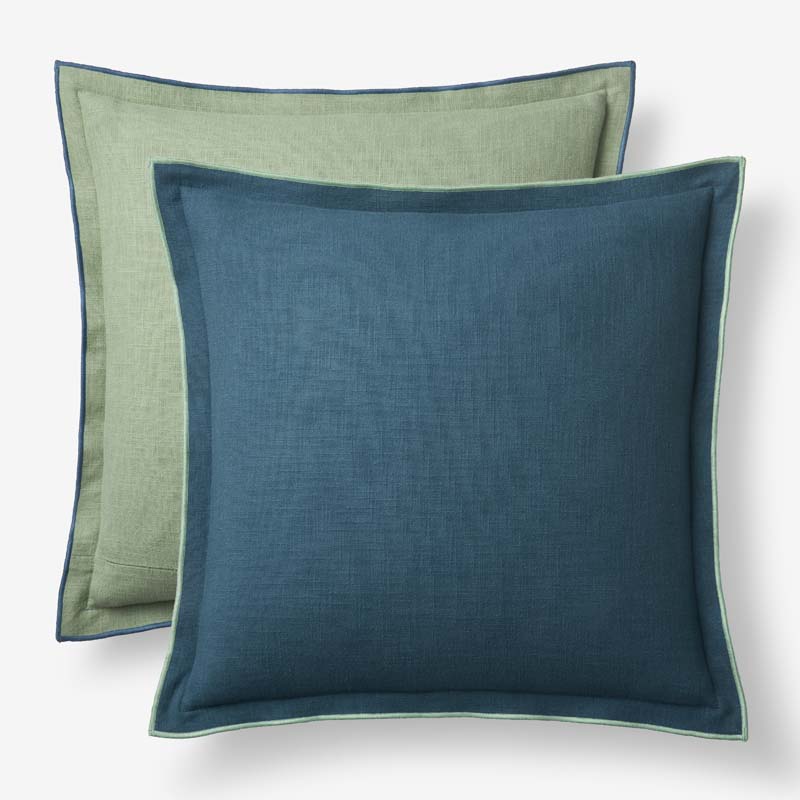 Multicolored with Flange Reversible Decorative Square Pillow Cover|62910