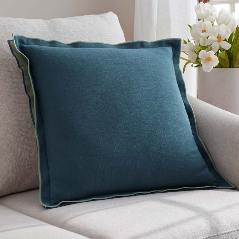 Multicolored with Flange Reversible Decorative Square Pillow Cover|62910