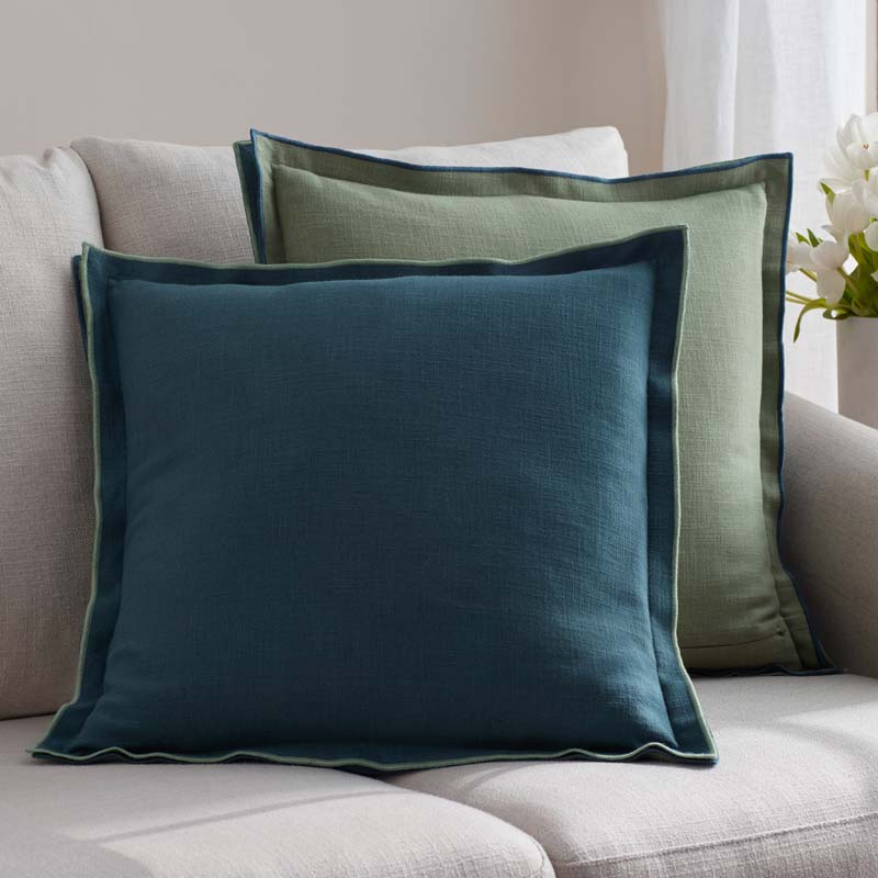Multicolored with Flange Reversible Decorative Square Pillow Cover|62910