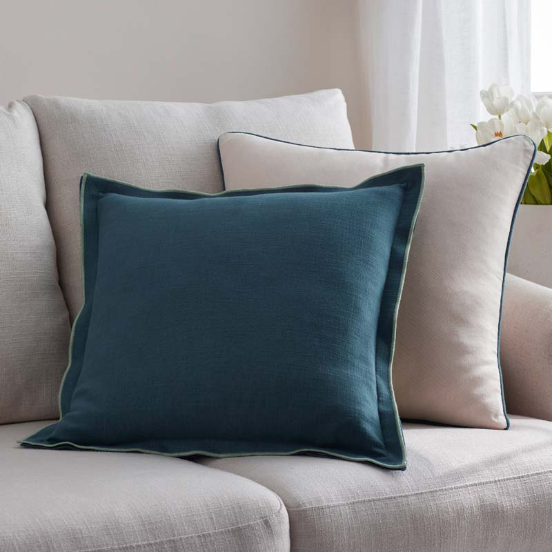 Multicolored with Flange Reversible Decorative Square Pillow Cover|62910