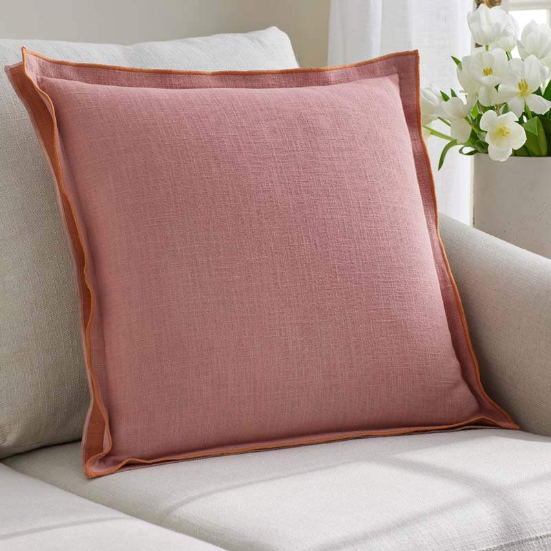 Multicolored with Flange Reversible Decorative Square Pillow Cover|62581