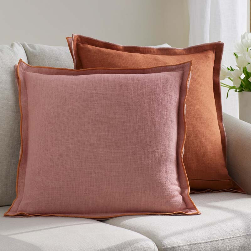 Multicolored with Flange Reversible Decorative Square Pillow Cover|62581