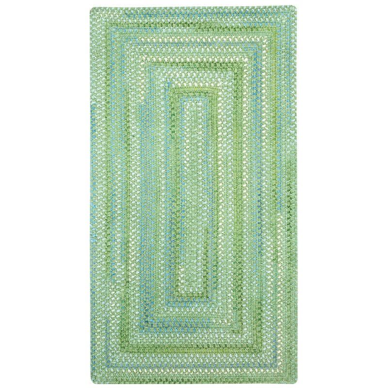 The Company Store Sailor Stripe Reversible Braided Cotton Rug In Green