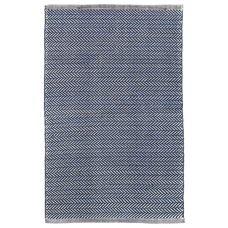 The Company Store Herringbone Handwoven Reversible Indoor/outdoor Rug In Blue