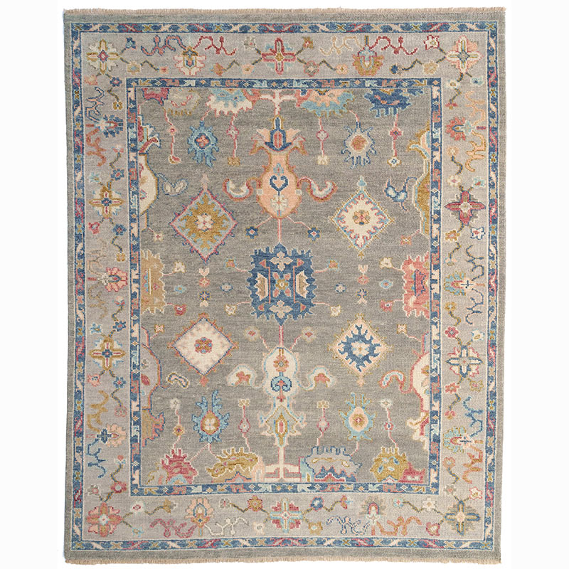 The Company Store Hand Knotted Traditional Wool Rug In Pewter Blue