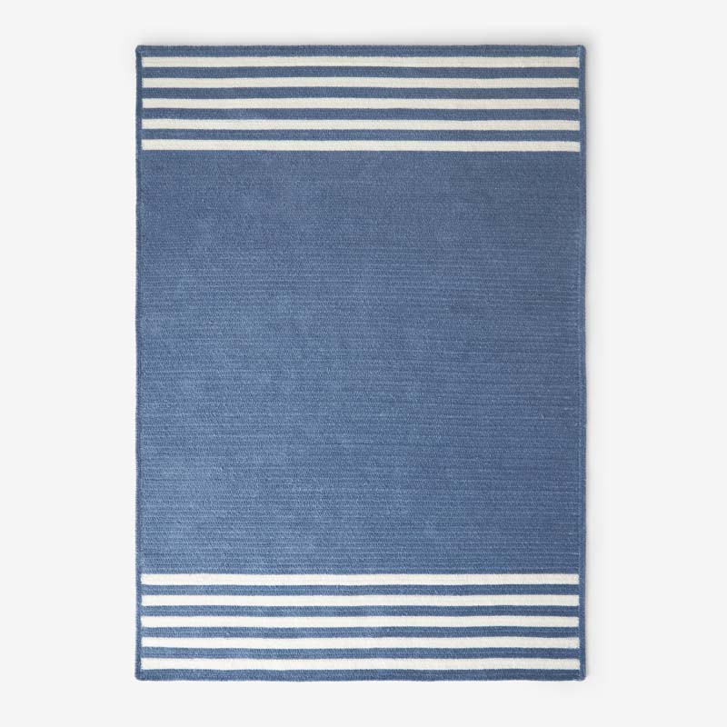The Company Store Chenille Border Stripe Handwoven Reversible Rug