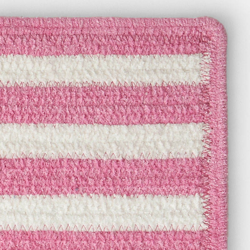 The Company Store Chenille Border Stripe Handwoven Reversible Rug In Pink