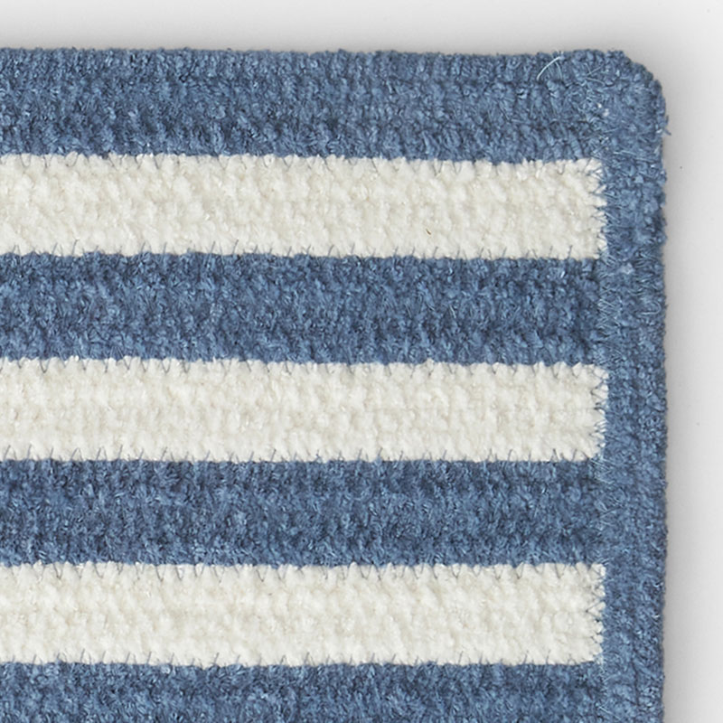 The Company Store Chenille Border Stripe Handwoven Reversible Rug In Blue