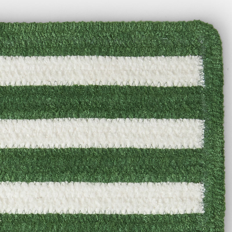The Company Store Chenille Border Stripe Handwoven Reversible Rug In Green